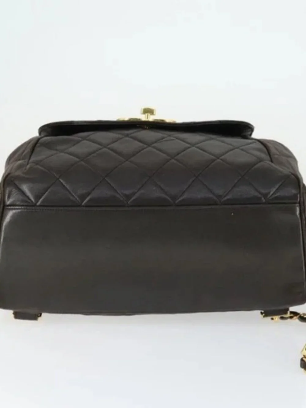 CHANEL Matelasse Backpack Lamb Skin Dark Brown Gold CC Auth ki6346